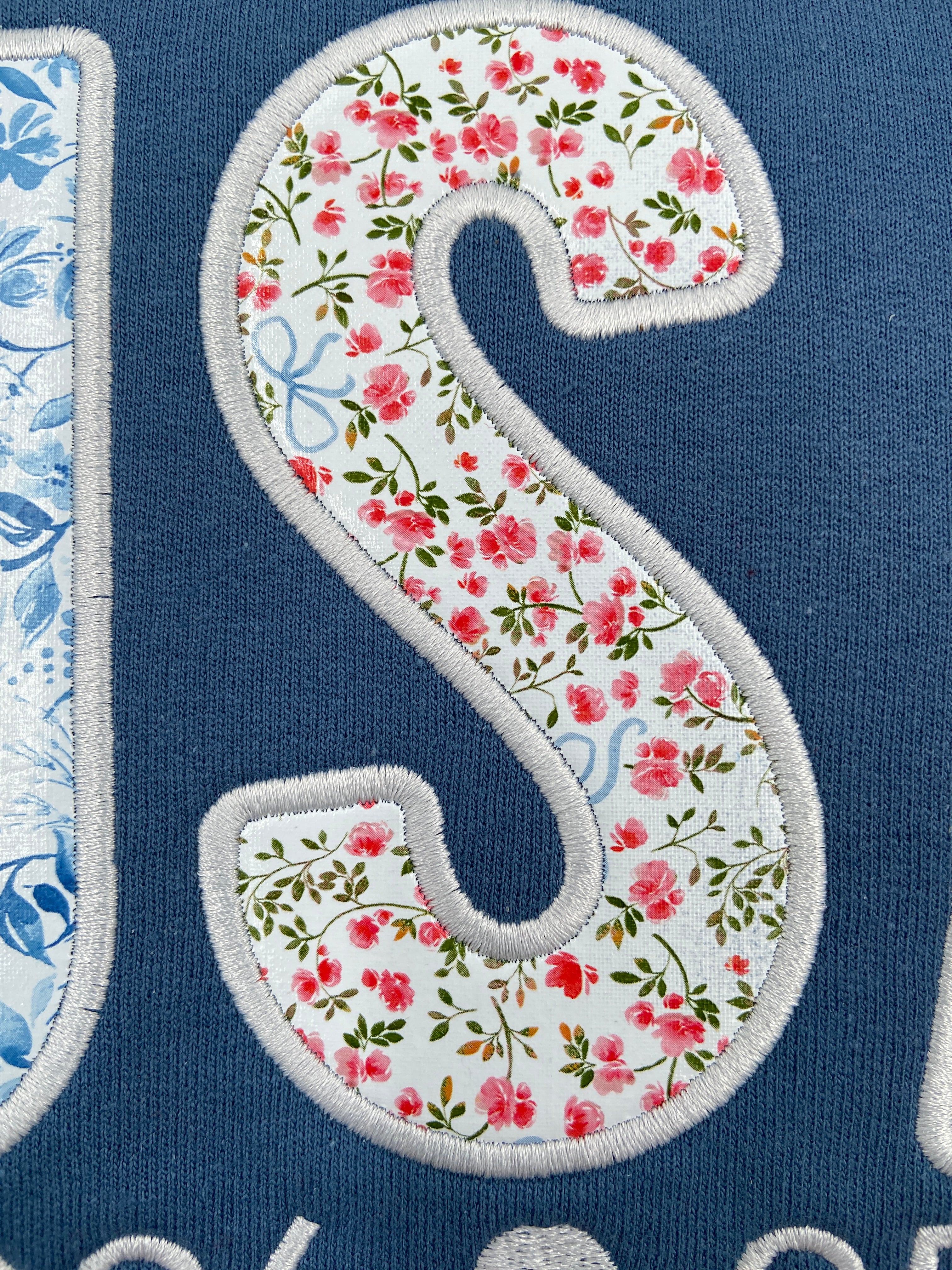 Embroidered Floral Print USA Applique Sweatshirt for women