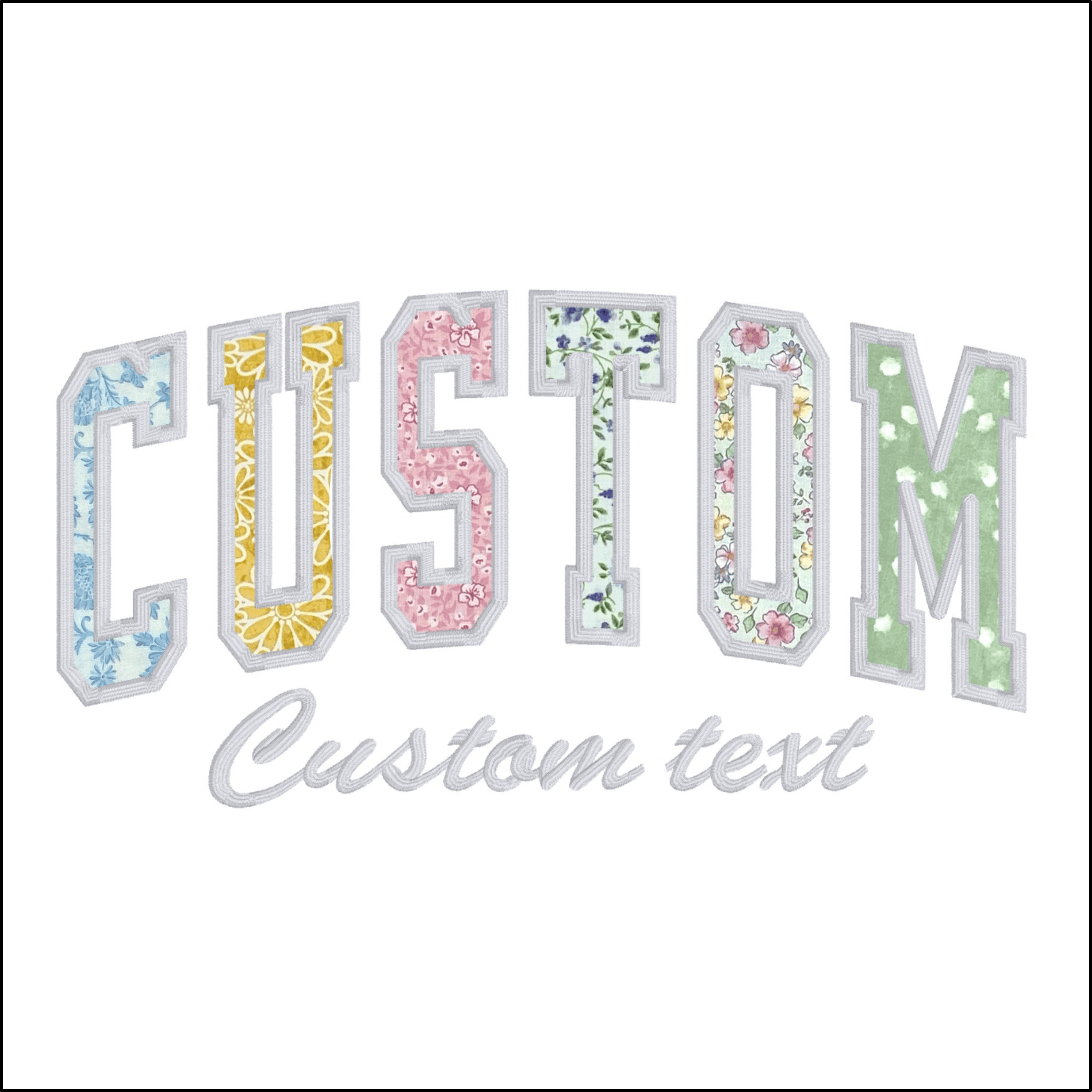 Personalized Embroidered Floral Print Varsity Style Applique Sweatshirt for women
