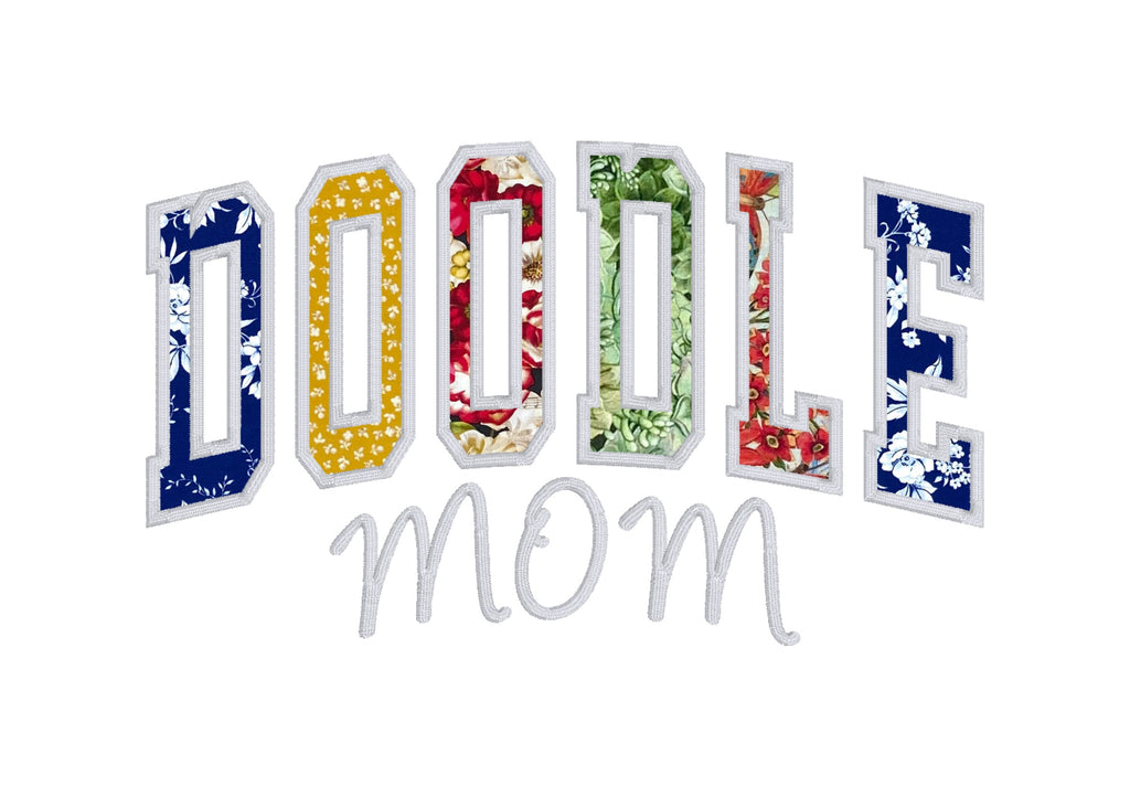 Personalized Dog Mom Embroidered Floral Print Varsity Style Applique Sweatshirt for women