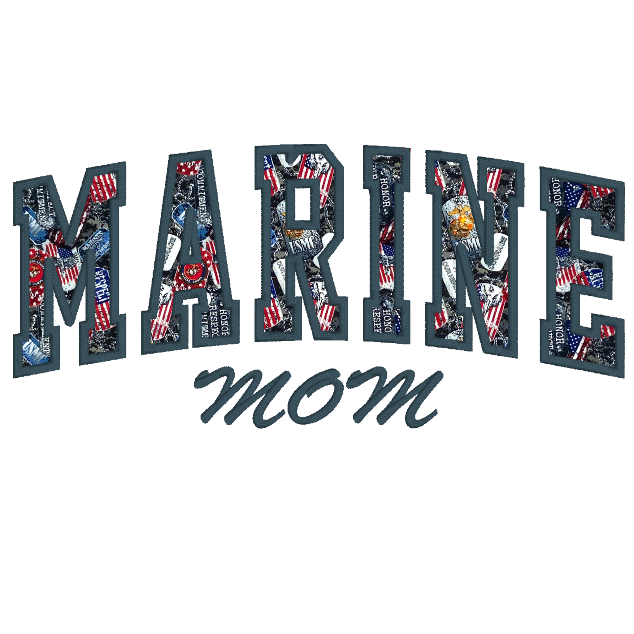 MARINE mom Embroidered Varsity Style Comfort Colors T-shirt